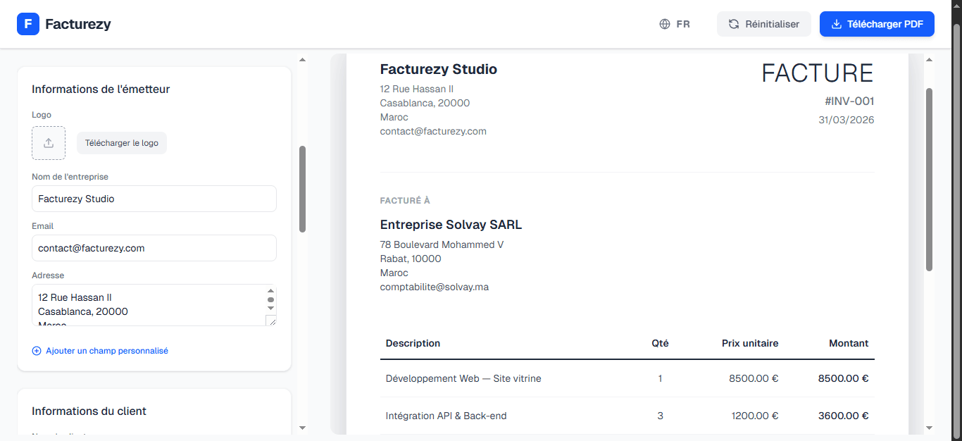 Exemple de facture auto entrepreneur avec mentions obligatoires Art 293 B du CGI